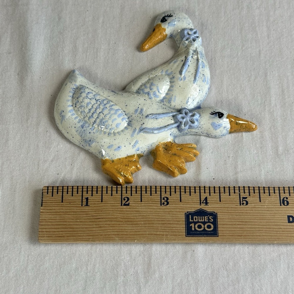 Vintage Country Blue Speckled Farmhouse Ceramic Duck/Geese Decor Handmade 80's - Picture 4 of 7